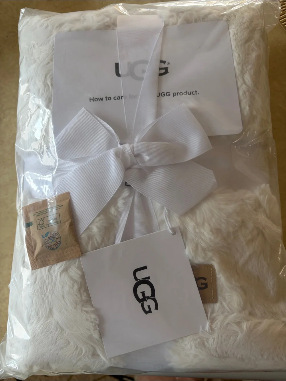 UGG White Plush Luxury Throw Blanket